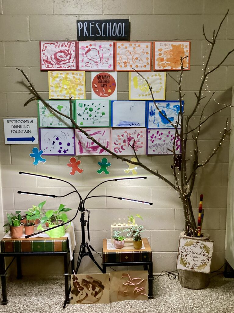 The wall outside the preschool room
